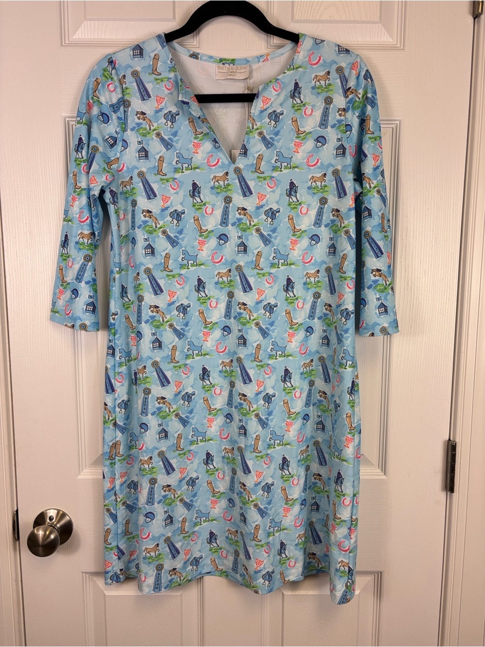 NWT Smith & Quinn Luca dress blue equestrian horse print sz sm